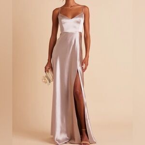 NWT Birdy Grey Jay Shiny Satin Taupe Dress - Large